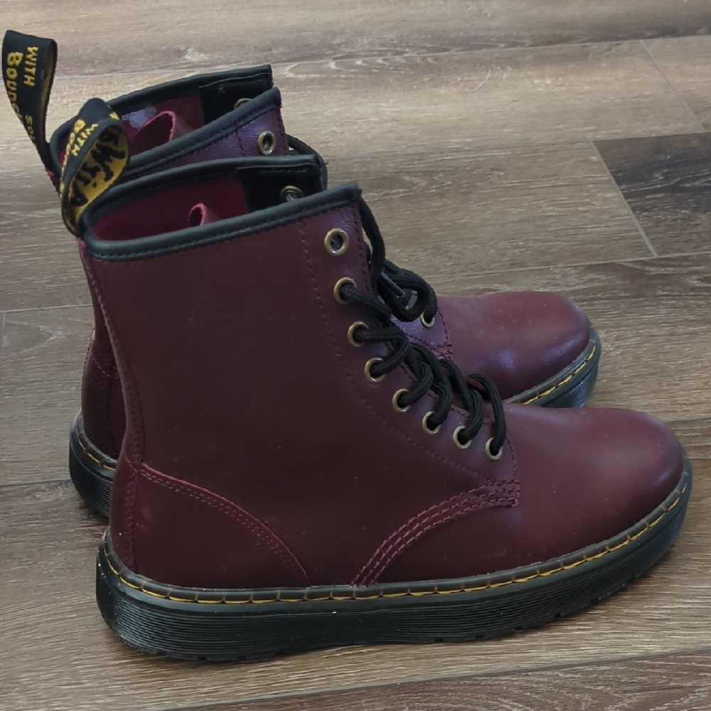 Dr. Martens Women's Burgundy Lace-Up Combat Boots